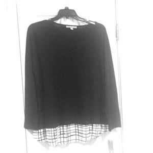 Black sweater with shirt tail